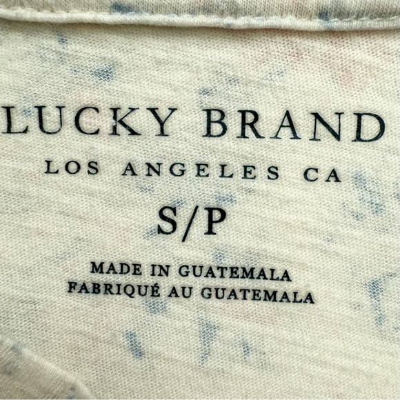Lucky Brand 100% cotton cream muted pink & blue floral short sleeve tee small - Picture 2 of 9